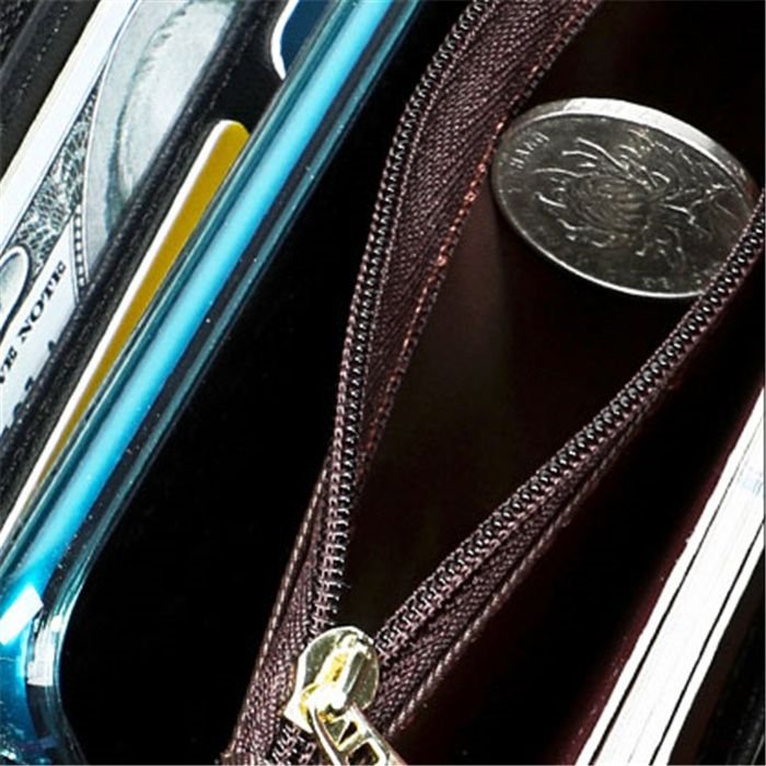 Women Fashion Embossing Decorative Zipper Leather Purse