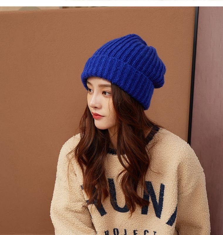 Big Head Wool Hat Women Autumn And Winter Knitted Hat Beanie