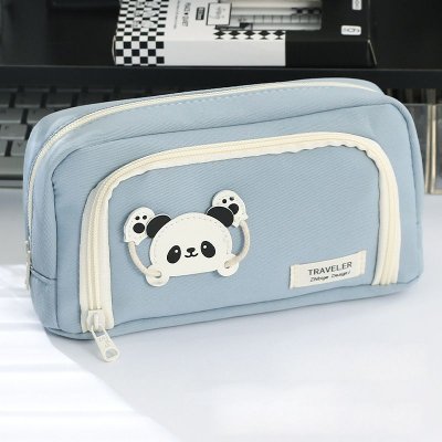 Simple Unisex Panda Large Capacity Zipper Pencil Bag