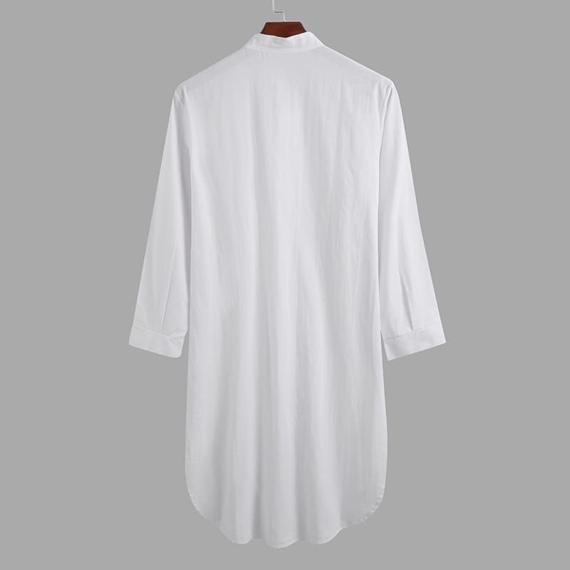 M-3XL Men Fashion Solid Color Button Long-Sleeved Robe