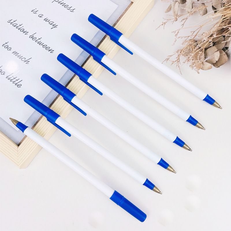 Simple Fashion White Solid Rod Non-Slip Plastic Sleeve Oil-Based Ballpoint Pen