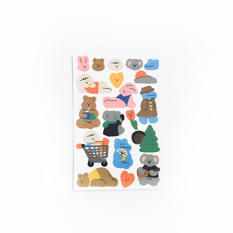 Simple Cartoon Cute Animal Series Hand Account Material DIY Stickers