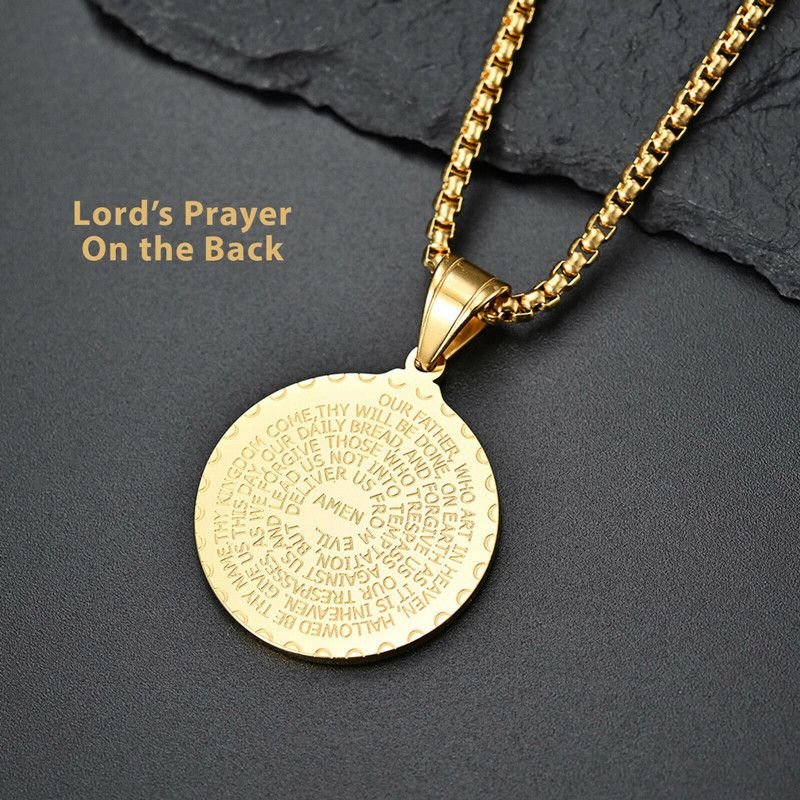 Men Fashion Casual Round Alphabet Stainless Steel Necklace