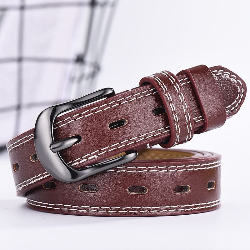 Simple Neutral Double Line Hollow PU Belt