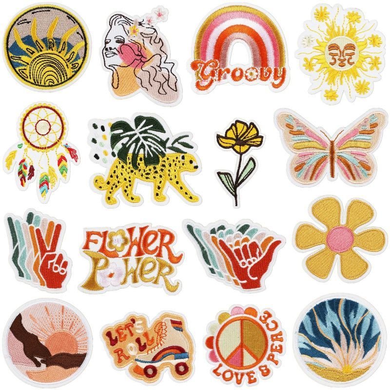 Fashion Cartoon Butterfly Sun Embroidered Cloth Sticker Hot-Melt Adhesive Patch