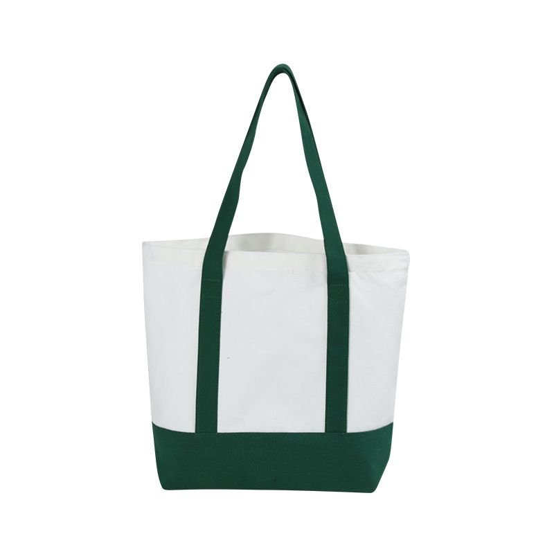 Custom Logo Large Capacity Contrast Stitching Canvas Tote Bag