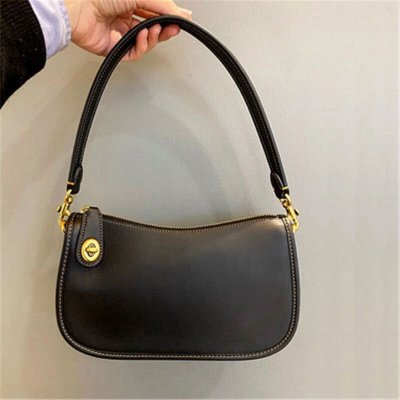 Women Fashion Solid Color Zipper Metal Decorative Genuine Leather Bag