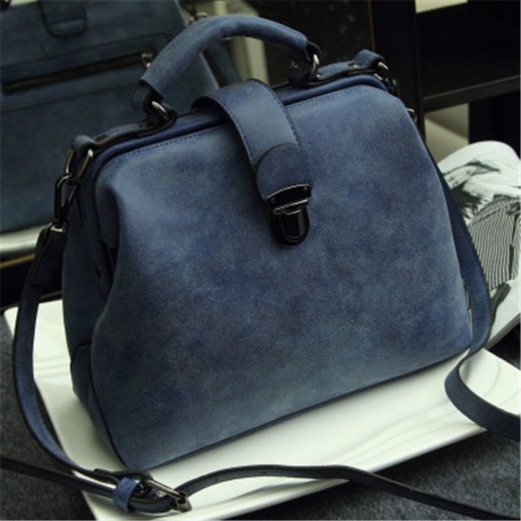 Women Retro Large Capacity Rhombus Stitching Doctor Bag