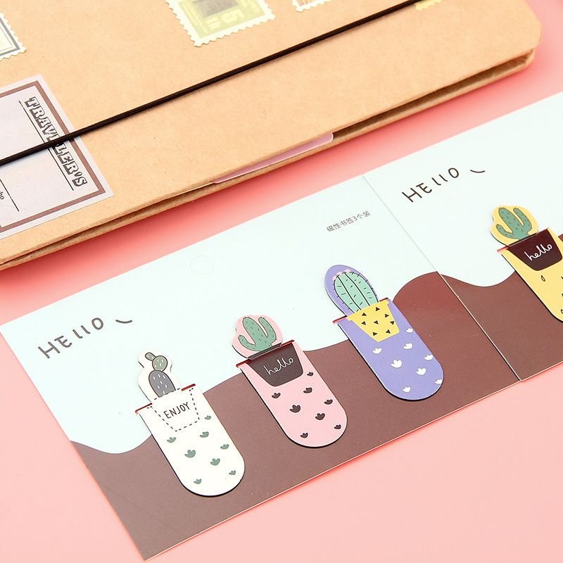 Simple Creative Cactus Magnetic Bookmark 3-Set