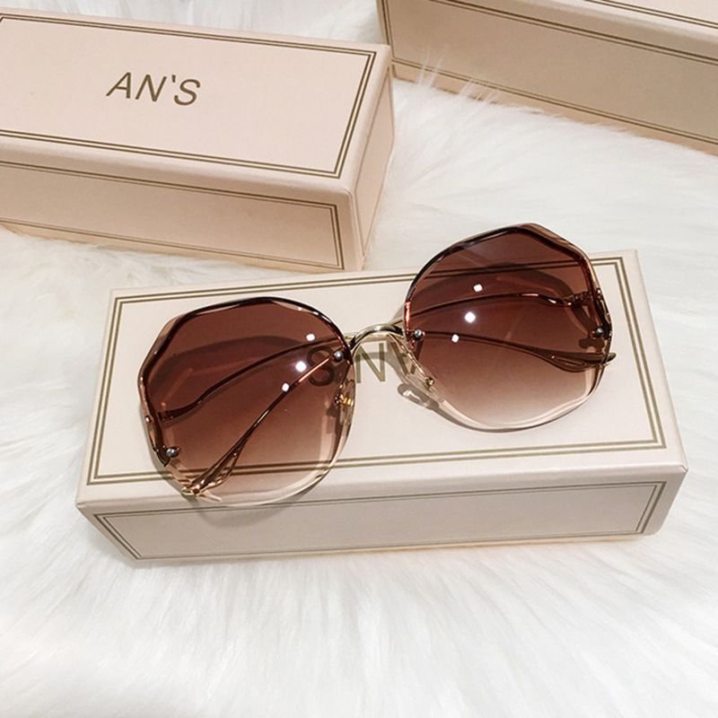 Women Fashion Simple Metal Curved Leg Polygonal Sunglasses