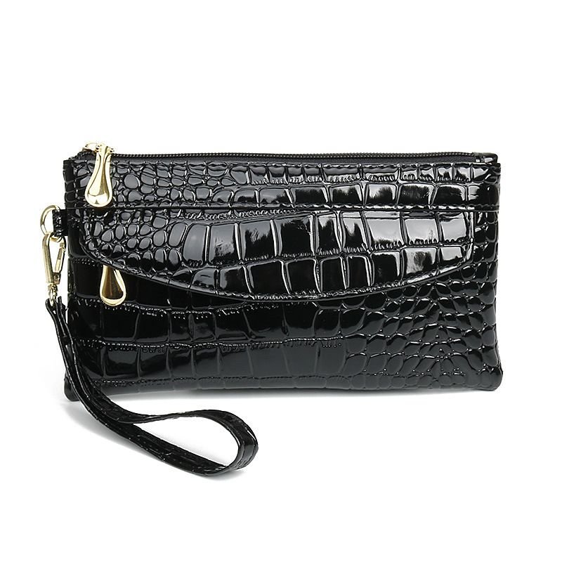 Women Fashion Casual Bright Crocodile Long Purses