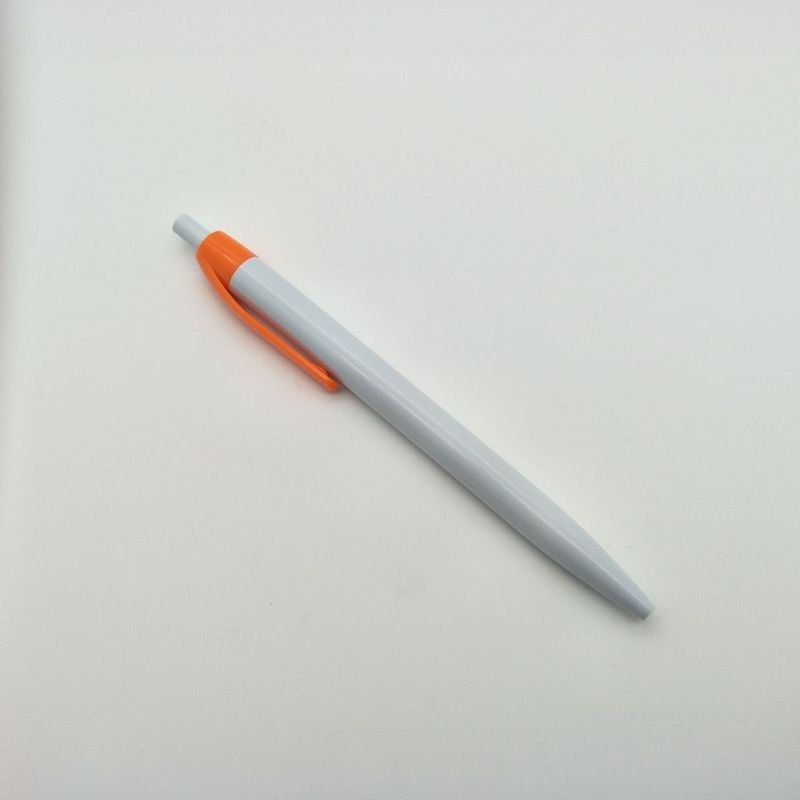 Simple White Stick Push Ballpoint Pen