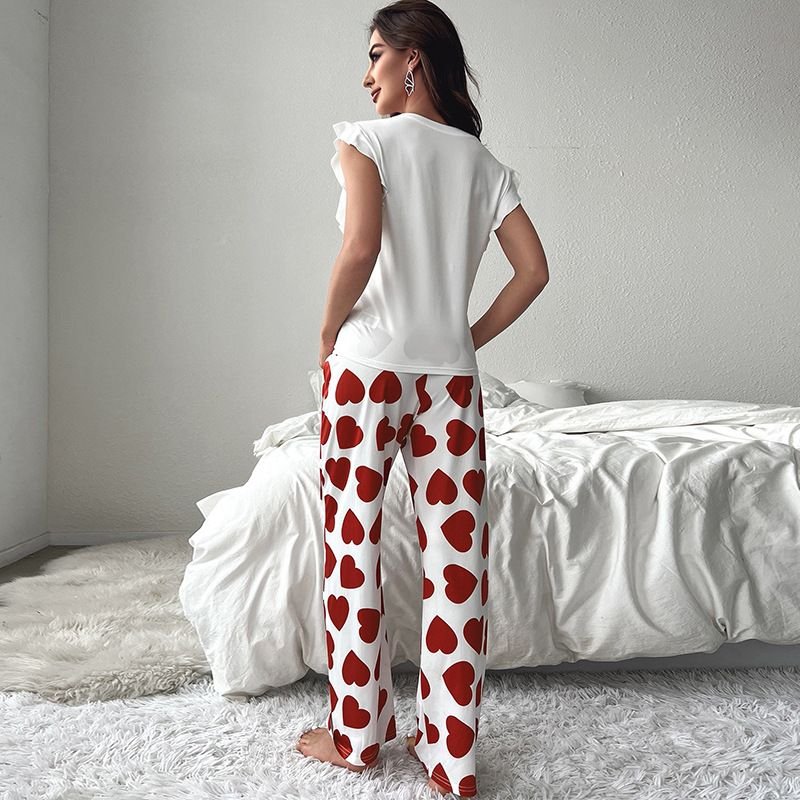 Women'S Fashion Heart Print Pajamas Two-Piece Set