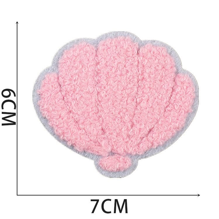 Fashion Cartoon Flower Shell Embroidered Cloth Sticker Hot-Melt Adhesive Chenille Patch