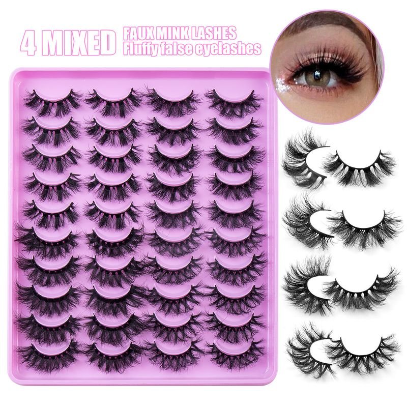 Women Simple Natural Thick Curly 20 Pairs Of Mixed False Eyelashes