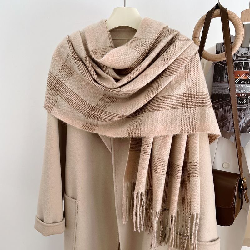 Autumn And Winter Cashmere Thickened Outer Shawl Student Plaid Simple Scarf