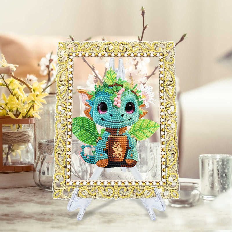 Desktop Decoration Handmade DIY Rabbit Dinosaur Photo Frame Diamond Painting