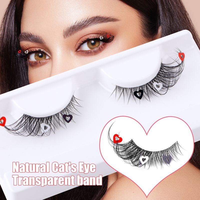 Women Natural Soft Transparent Pedicle Eye Tail Lined Multicolor Sequin False Eyelashes