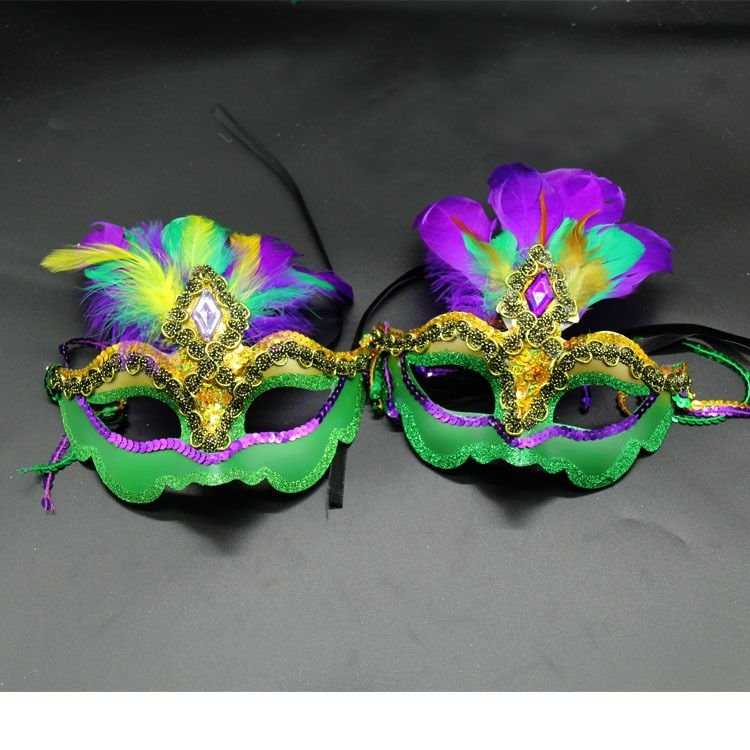 Mardi Gras Mask Feather Lady Princess Peacock Feather Carnival Fox Multicolor Prop