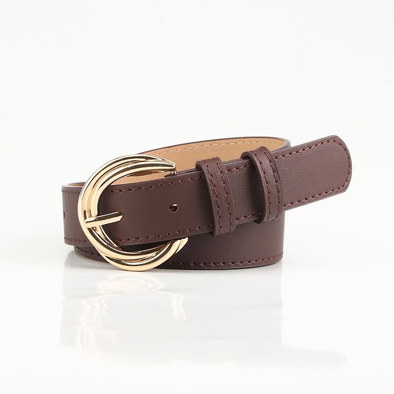 Women Fashion Simple Alloy Pin Buckle PU Belt