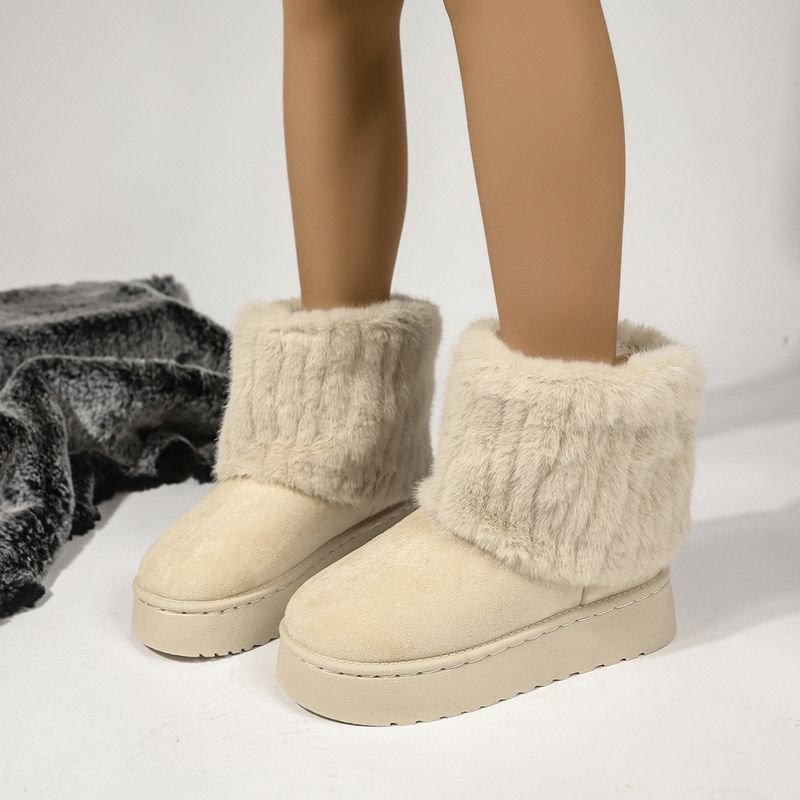 Autumn Winter Women Fashion Plus Size Plush Warm Thick-Soled Snow Boots