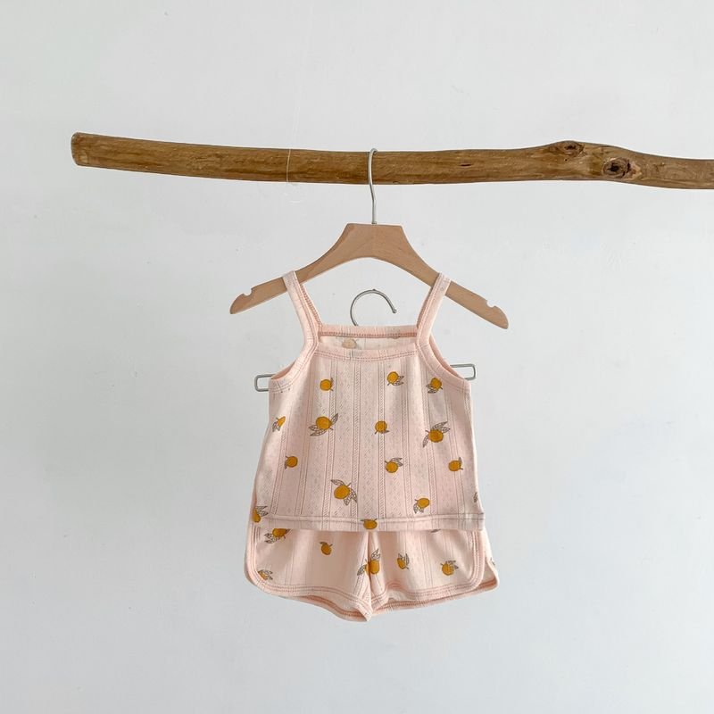 Kids Baby Girls Casual Cute Tiny Flower Print Sleeveless Camisole Shorts Sets