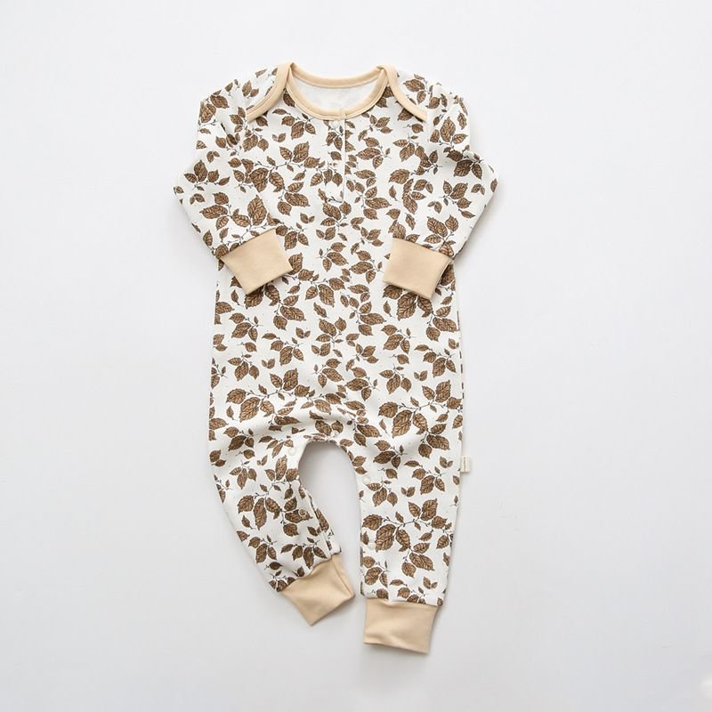 Baby Cute Round Neck Long Sleeve Floral All Over Print Jumpsuit