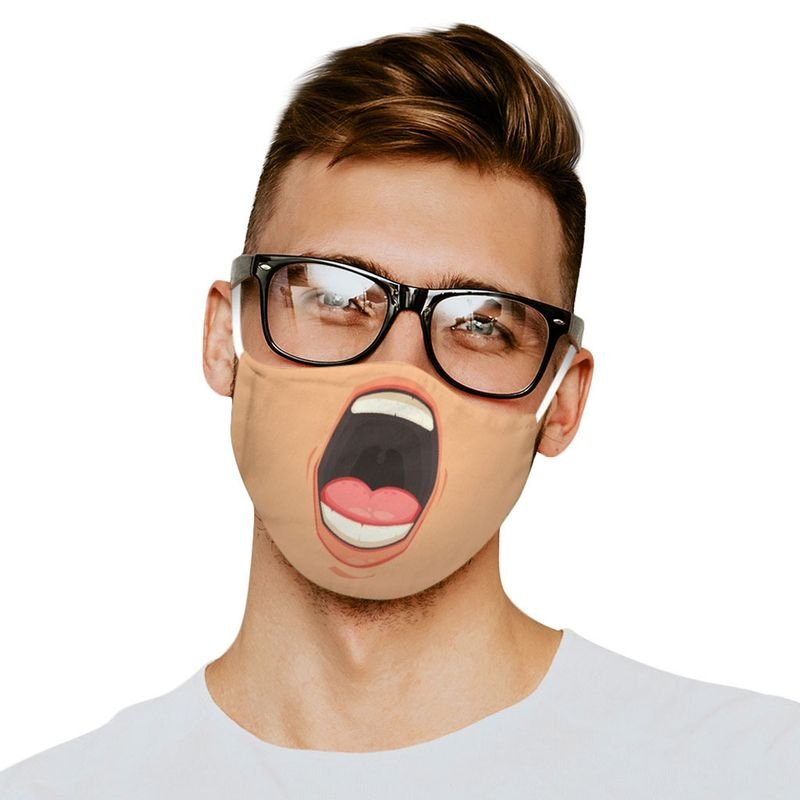 3D Three-Dimensional CartoonFunny Expression Print Dustproof Cotton Mask