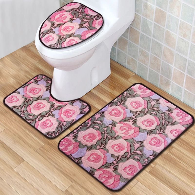 Simple Home Bedroom Bathroom Non-Slip Mat Three-Piece Set