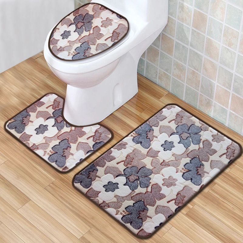 Simple Home Bedroom Bathroom Non-Slip Mat Three-Piece Set