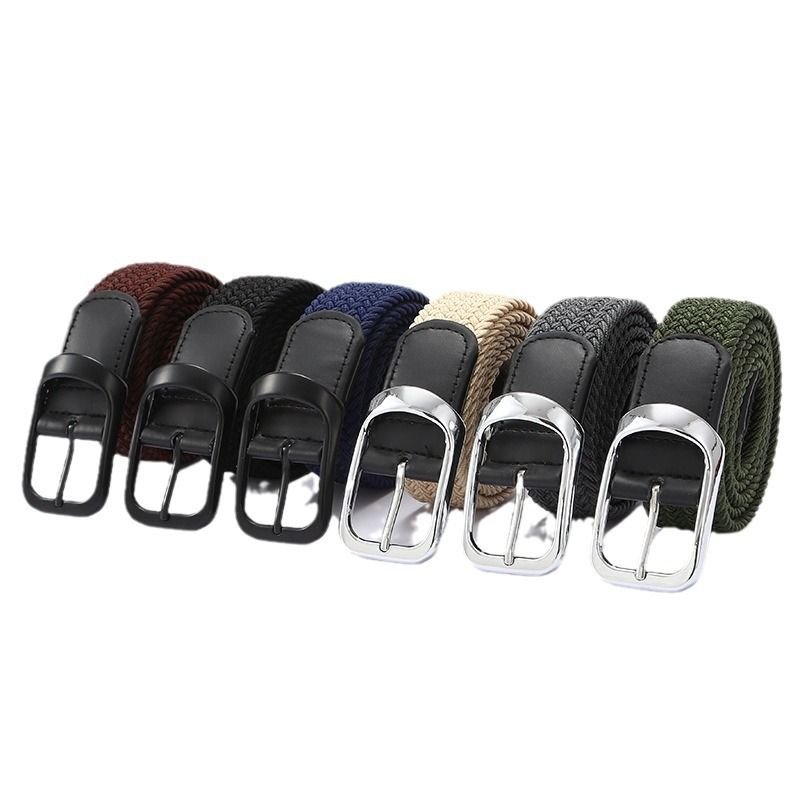 Men Fashion Casual Square Pin Buckle Canvas Woven Belt