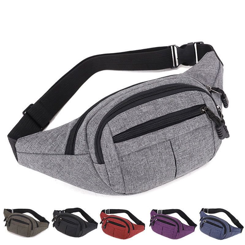 Unisex Casual Multi Pocket Design Solid Color Large Capacity Waist Chest Bag