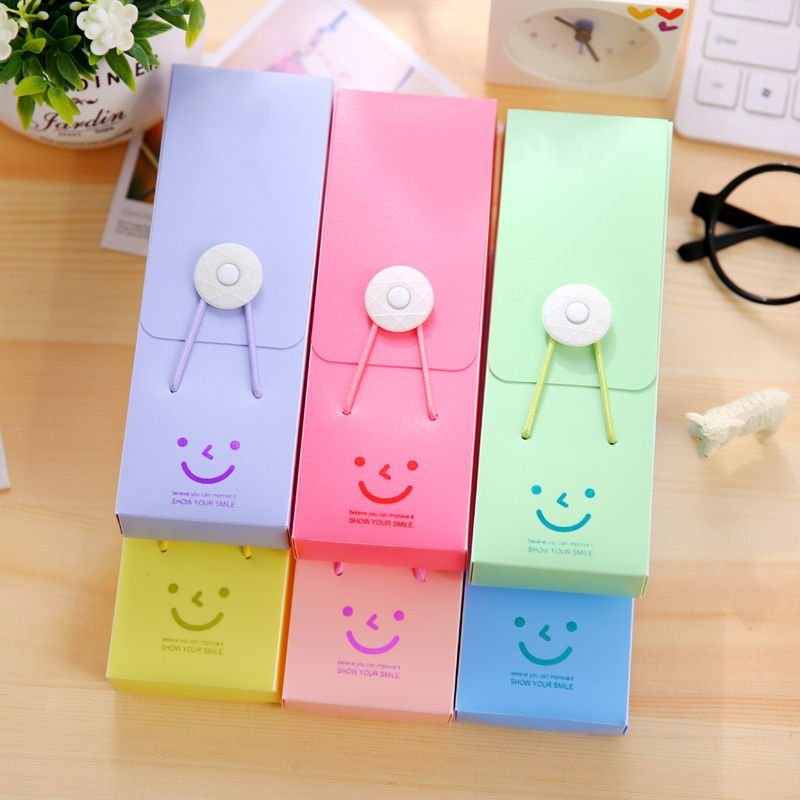 Simple Cartoon Creative Smile Tower Buckle Stationery Pencil Bag