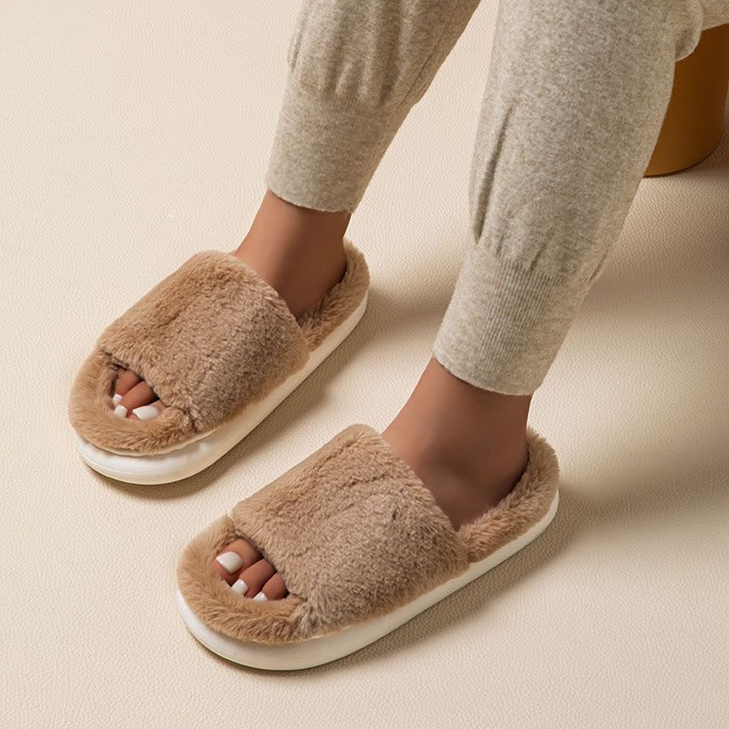 Winter Order Casual Solid Color Plush Slippers