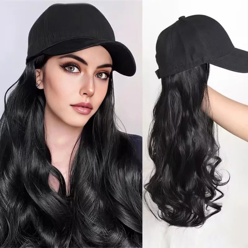 Women Fashion Long Curly Hair Hat Wig