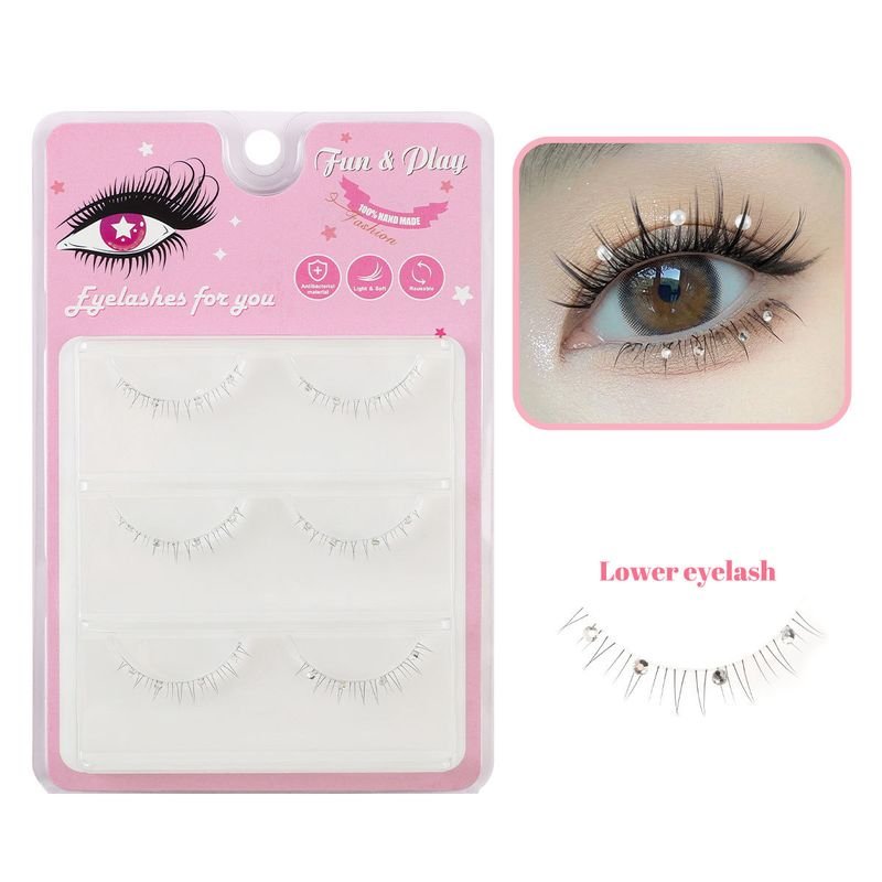 Love Heart Rhinestone Sequins False Eyelashes