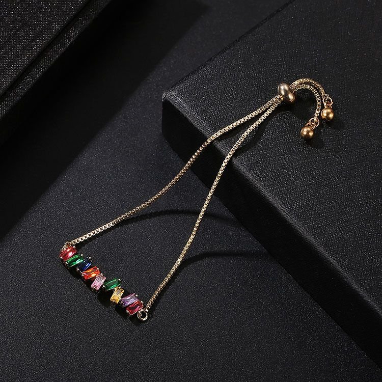 Women Fashion Adjustable Crystal Colorful Diamond Zircon Bracelet