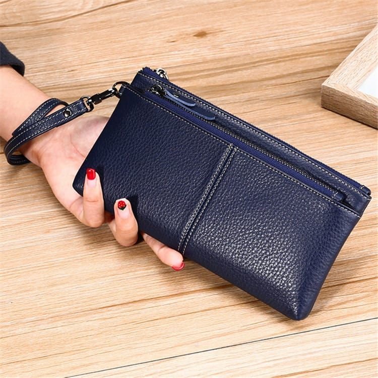 Women Fashion Solid Color Leather Zipper Purse