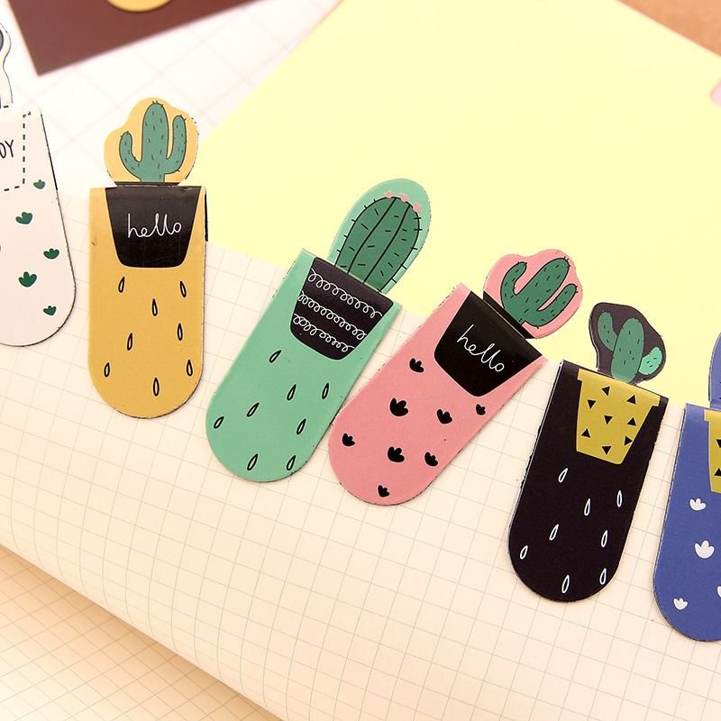 Simple Creative Cactus Magnetic Bookmark 3-Set