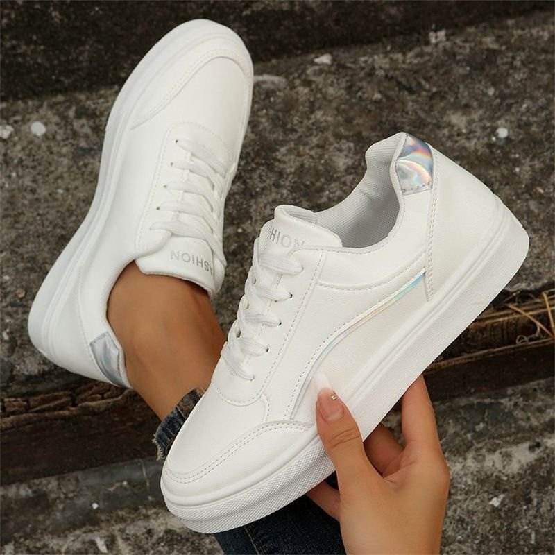 Women Casual Plus Size Round Toe Lace-Up Thick-Soled Sneaker