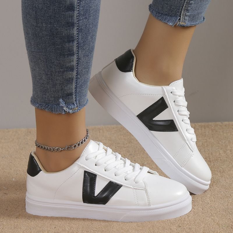 Summer Women Fashion Plus Size Solid Color V Round Toe Sneaker