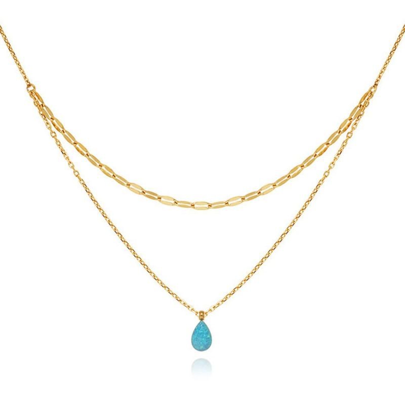 Turquoise Water Drop Pendant Layered Necklace