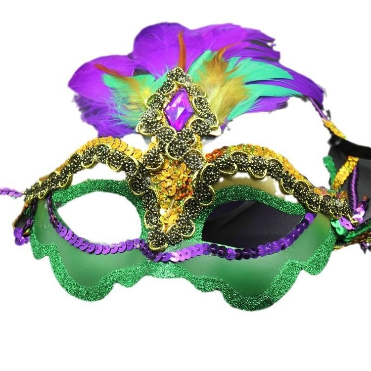 Mardi Gras Mask Feather Lady Princess Peacock Feather Carnival Fox Multicolor Prop