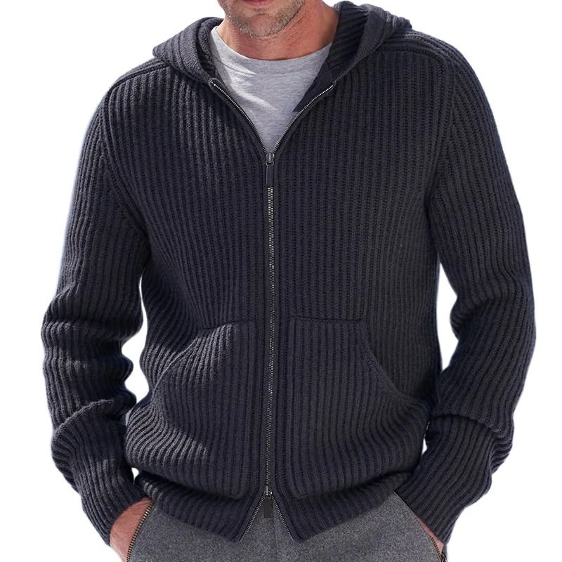 Autumn And Winter Men Hooded Long Sleeve Knitted Sweater Coat Cardigan