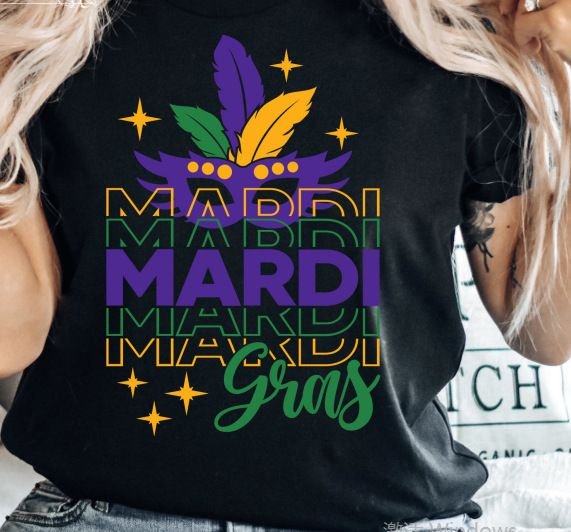 Mardi Gras Nightcap Alphabet Print T-Shirt