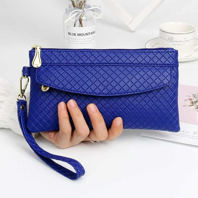 Women Fashion Casual Plaid Zipper Long Purses