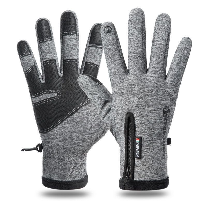 Winter Outdoor Cycling Sports Zipper Touch Screen Windproof Warm Gloves