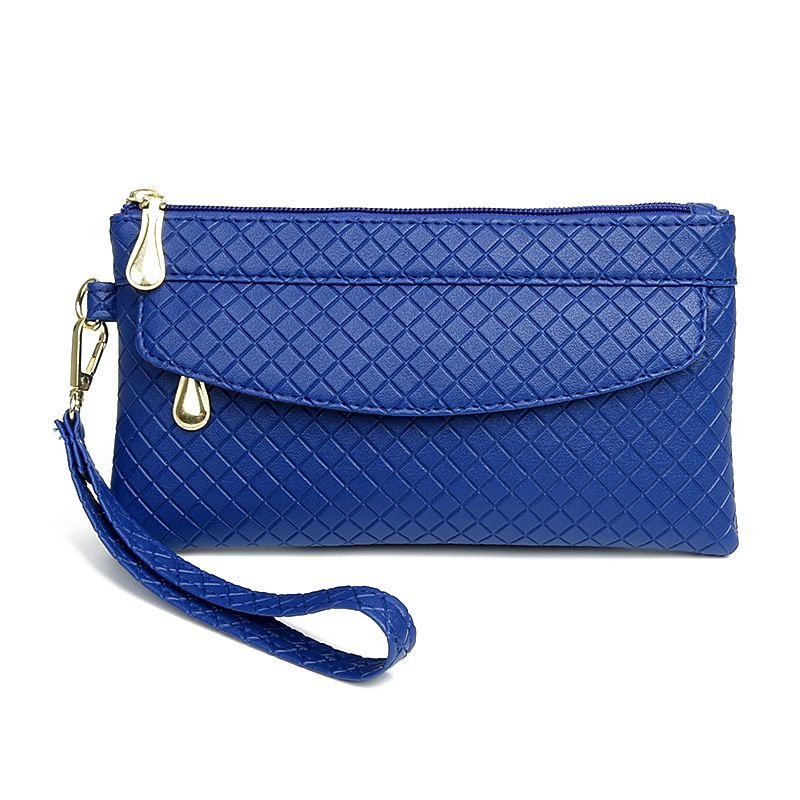 Women Fashion Casual Plaid Zipper Long Purses