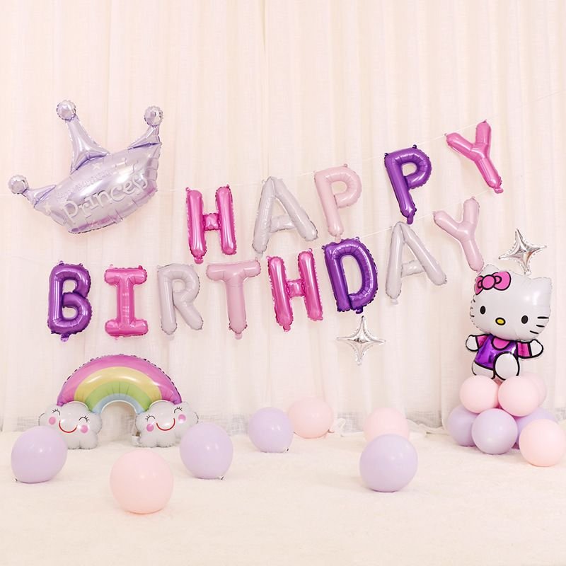 Cartoon Cute Birthday Party Venue Layout Unicorn Letters Aluminum Film Balloon Set