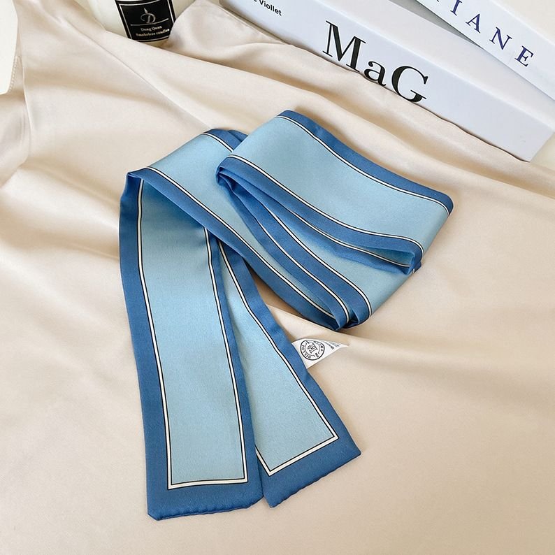 Women Fashion Line Frame Narrow Slender Silk Scarf